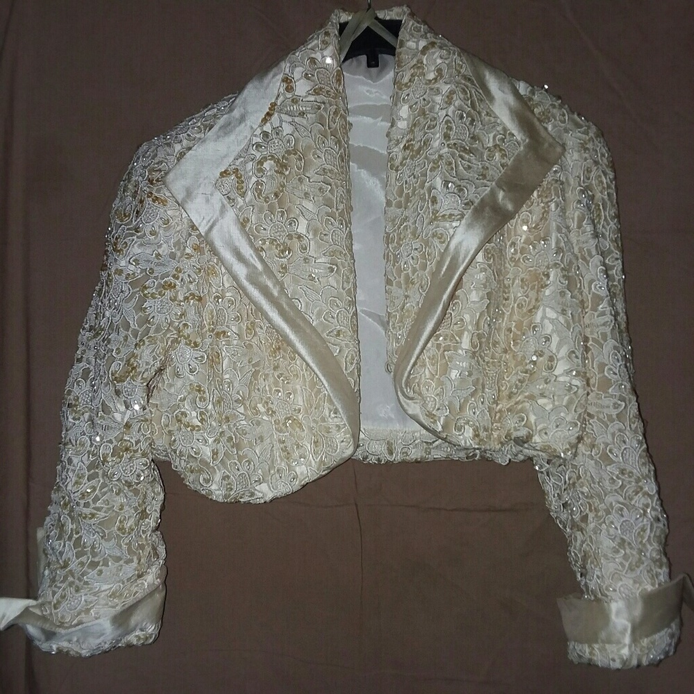 Sequin and silk jacket